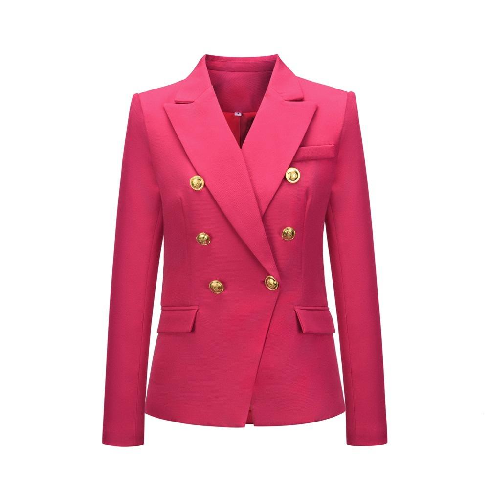 Fashion Women Long Sleeves Casual Blazers-Rose Red-S-Free Shipping at meselling99