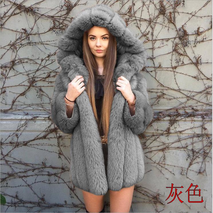 Women's Fox Fur Winter Plus Size Overcoat-STYLEGOING