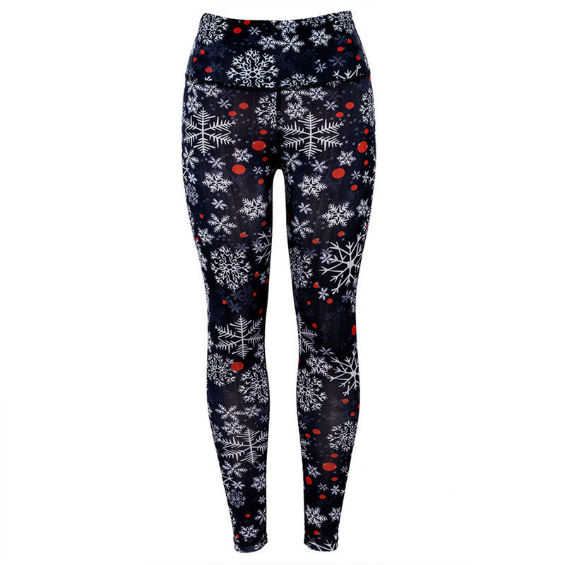 Merry Christmas Snowflake Print Women Yoga Leggings