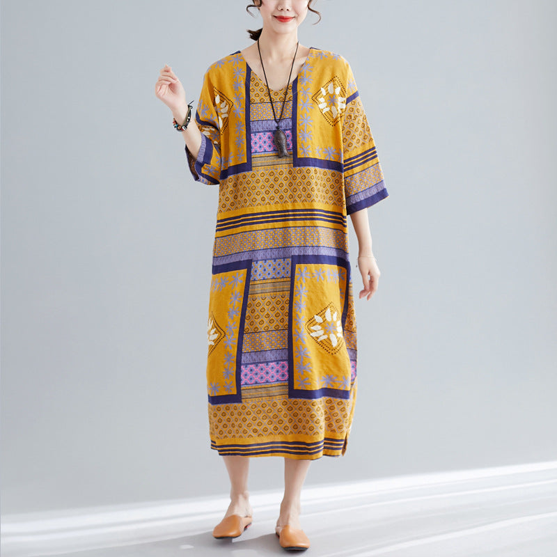 Ethnic Summer Linen Plus Sizes Dresses