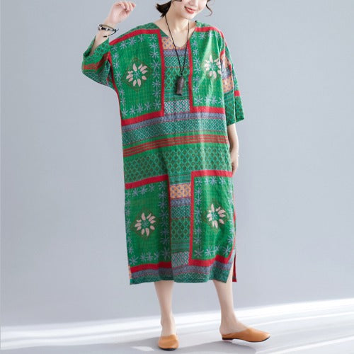 Ethnic Summer Linen Plus Sizes Dresses