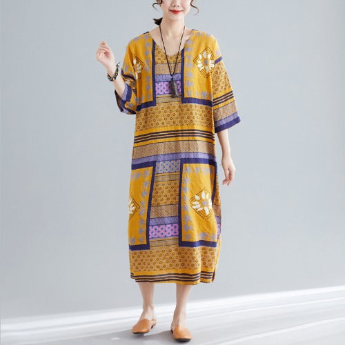 Ethnic Summer Linen Plus Sizes Dresses