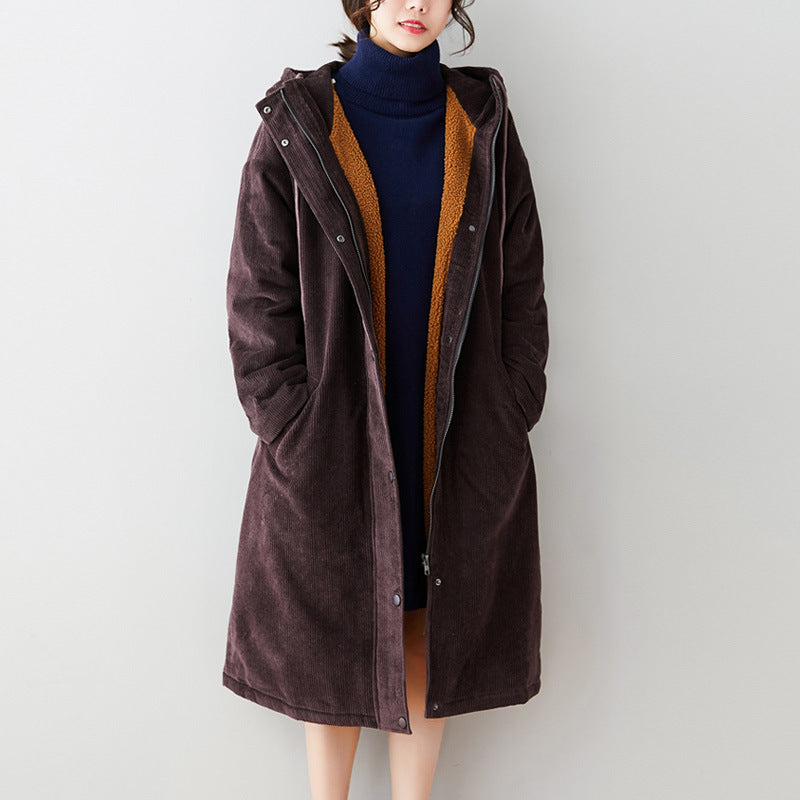 Women Plus Sizes Warm Overcoats with Hats