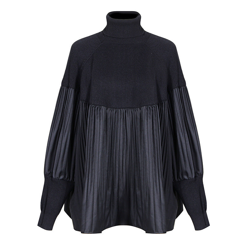 Black Turtleneck Women Knitting Blouses