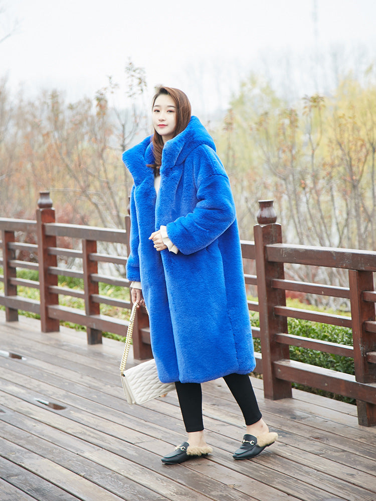 Winter Artificial Fur Warm Overcoat for Women