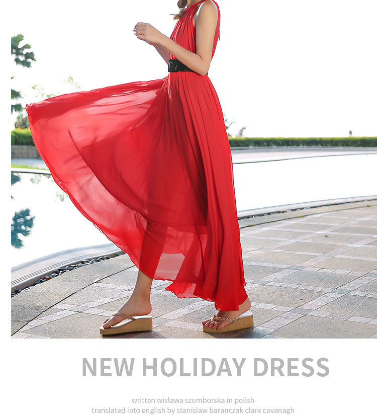 Summer Chiffon Sleeveless Beach Dresses for Holiday