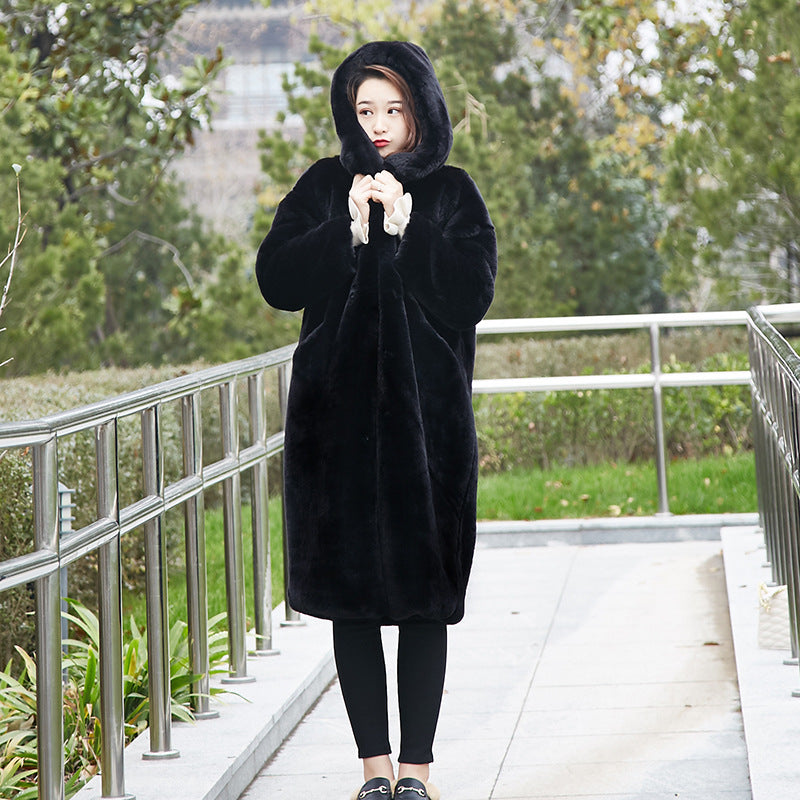 Winter Artificial Fur Warm Overcoat for Women