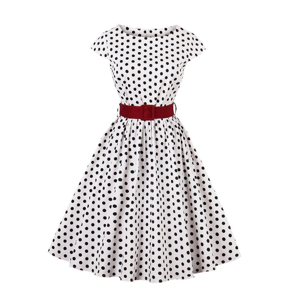 Regular Waist Dot Print Plus Sizes Midi Dresses-STYLEGOING