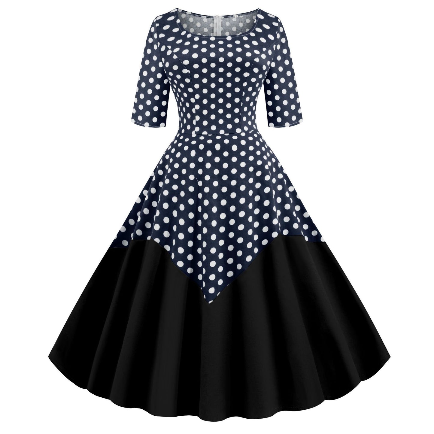 Round Neck Half Sleeves Vintage Dresses-STYLEGOING