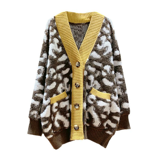 Cozy Leopard Women Warm Knitting Cardigans