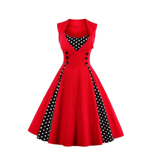 Women Vintage Sleeveless Midi Length Dresses-STYLEGOING