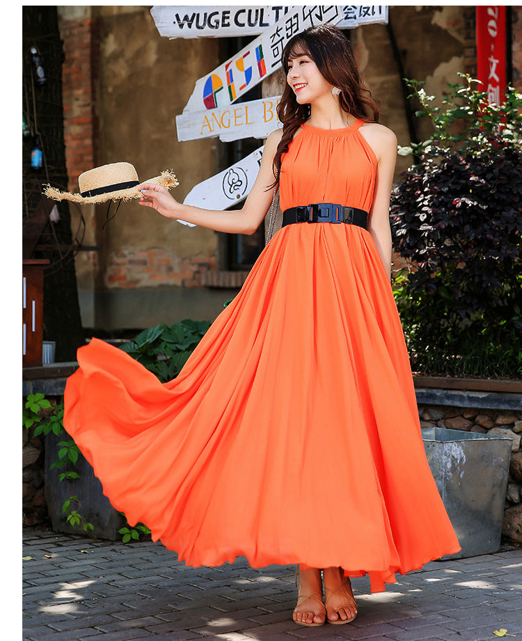 Summer Chiffon Sleeveless Beach Dresses for Holiday