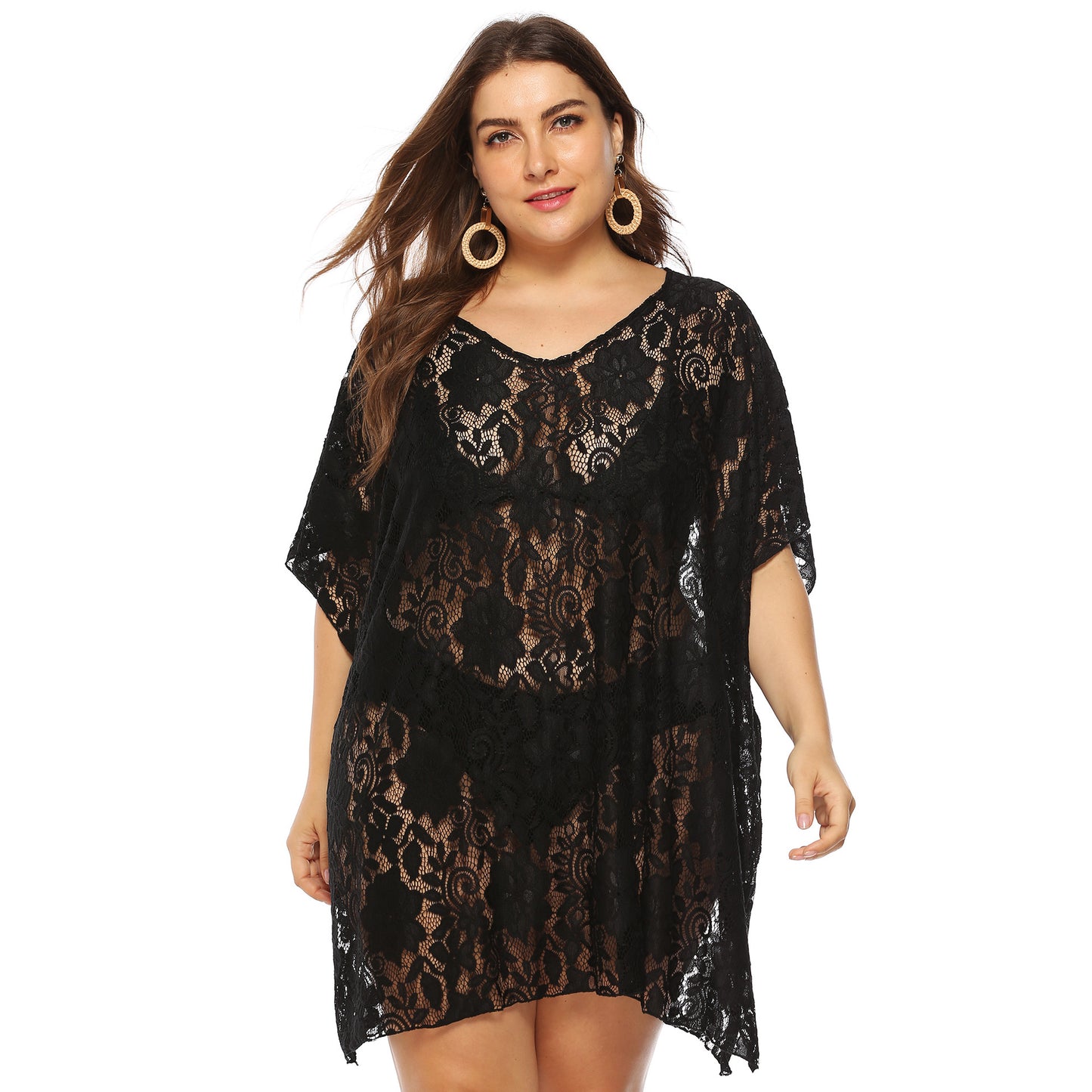 Sexy Lace See Through Plus Sizes Summer Beach Cover Ups