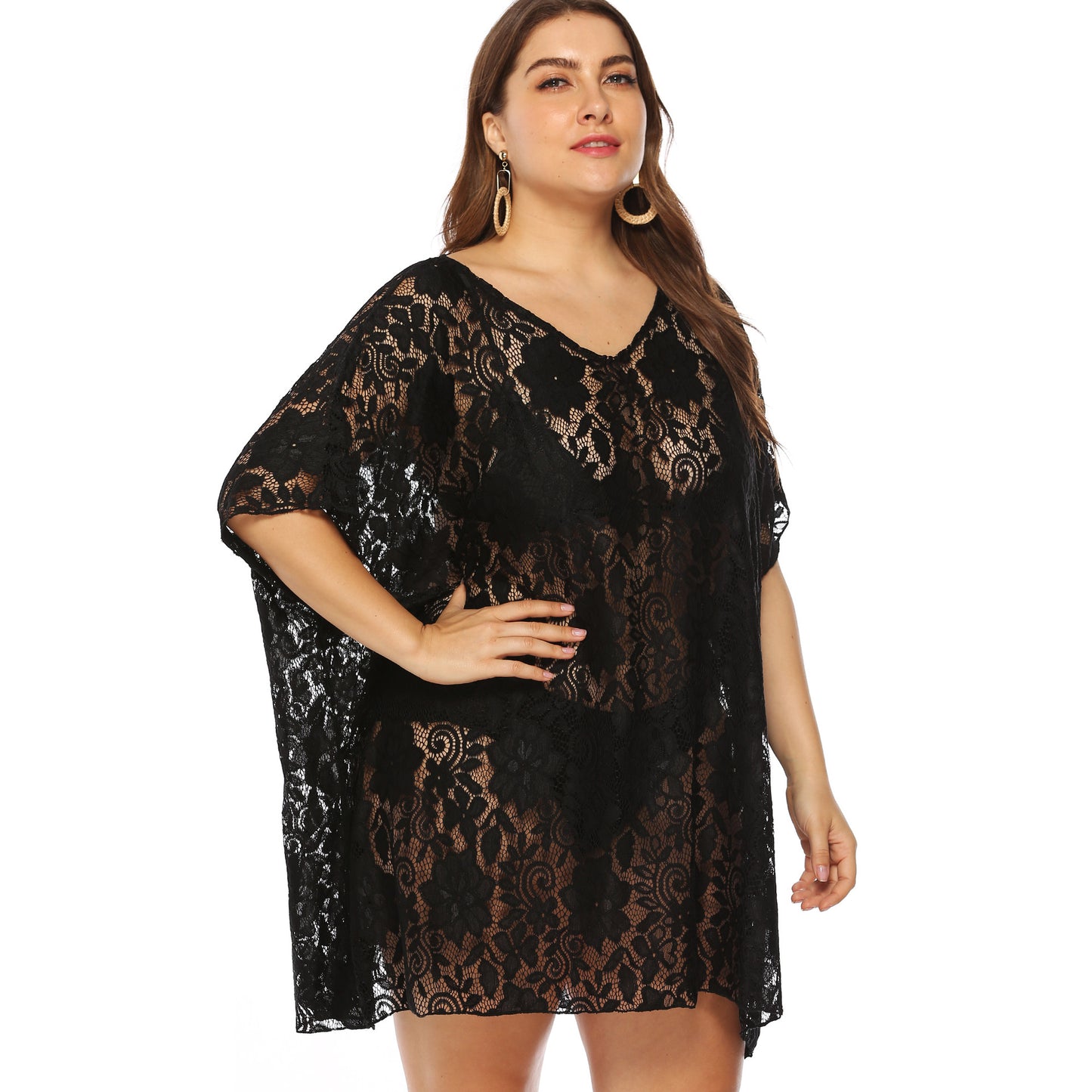 Sexy Lace See Through Plus Sizes Summer Beach Cover Ups