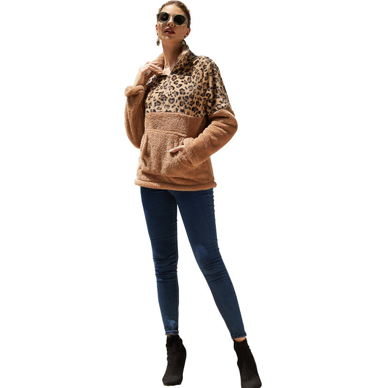 Casual Winter Leopard Long Sleeves Women Tops