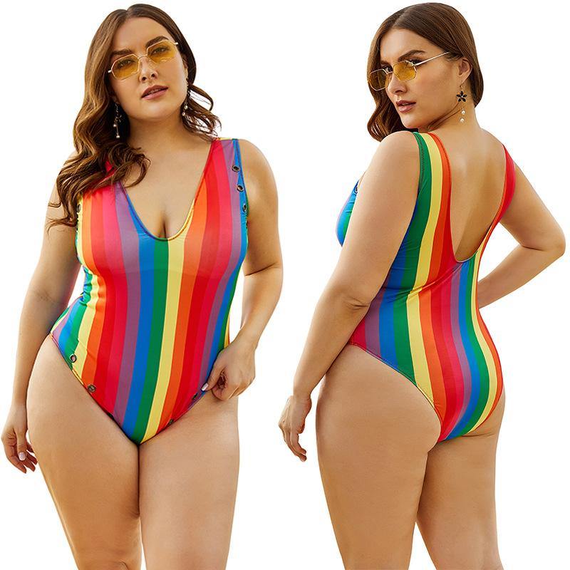 Plus Sizes Backless Print Women Swimwear-STYLEGOING