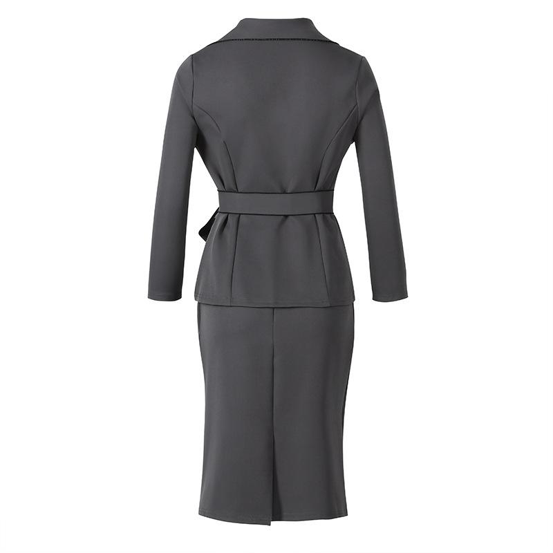 Gray Women Fashion Office Lady Fall Dress Suits-STYLEGOING