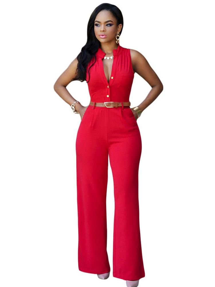 Sexy Pocket Jumsuits with Belt-STYLEGOING