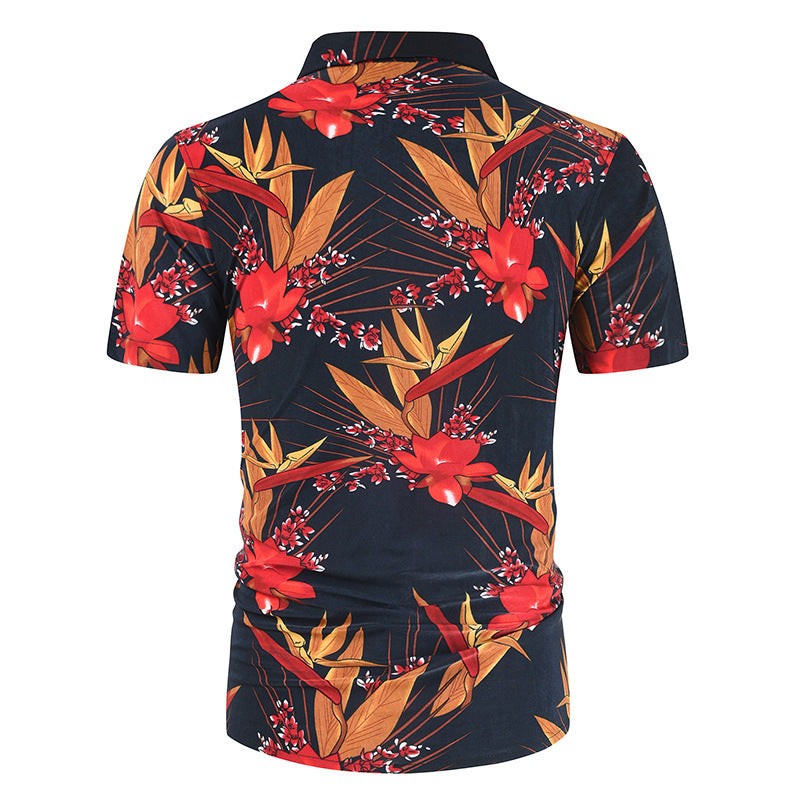 Casual 3D Floral Print Short Sleeves Men's Shirts