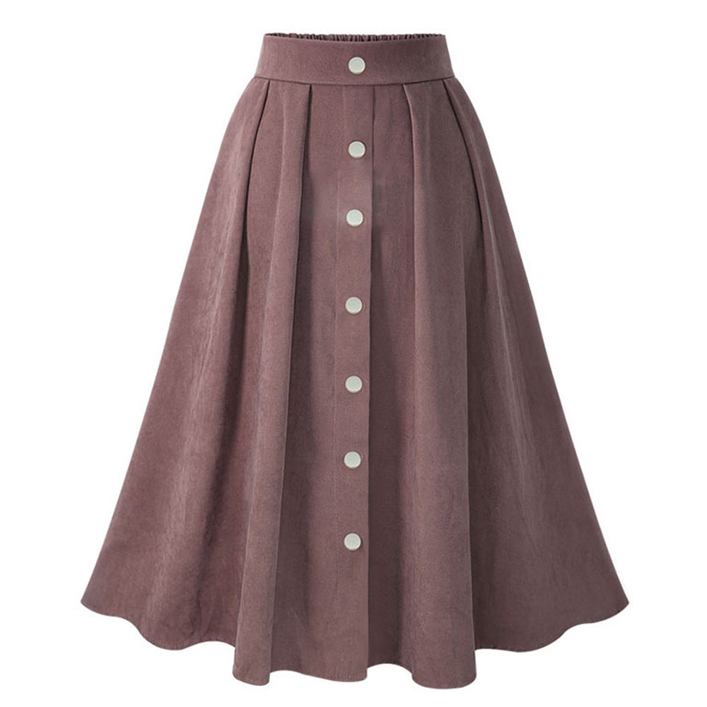 Dark Pink High Waist Elastic Waist Women Skirts for Four Seasons