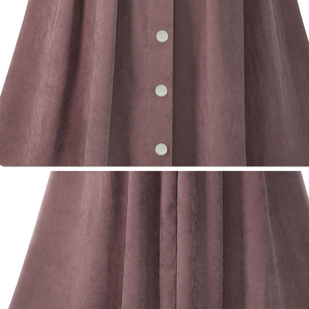 Dark Pink High Waist Elastic Waist Women Skirts for Four Seasons