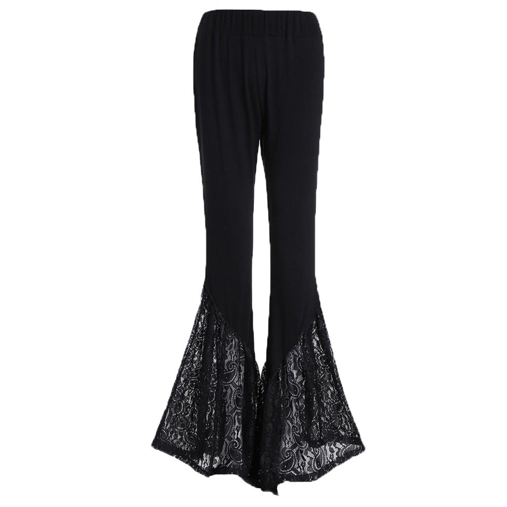Sexy Lace Black Trumpet Pants for Women