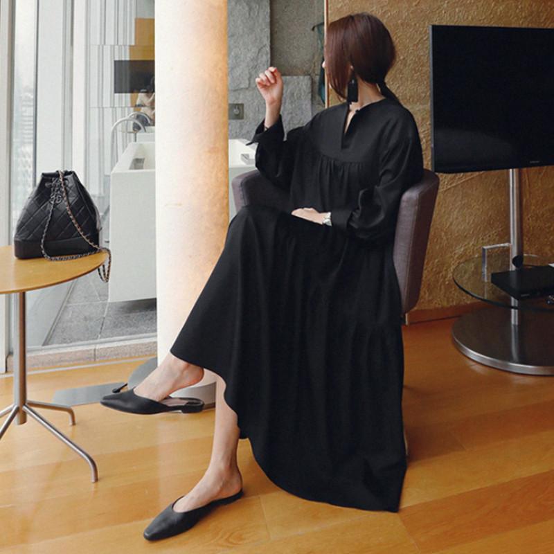 Irregular Long Sleeves Women Ruffuled Long Dresses-STYLEGOING