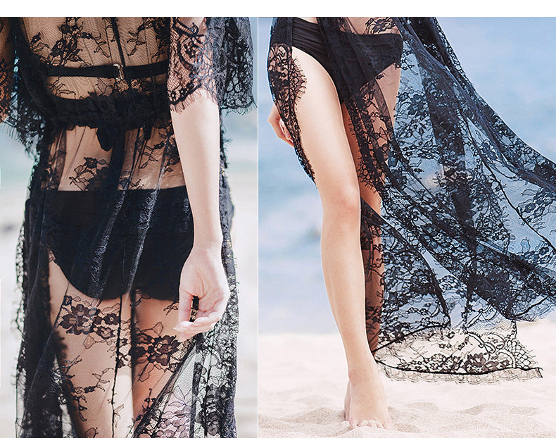 Sexy See Through Lace Summer Beach Cover Up Dresses