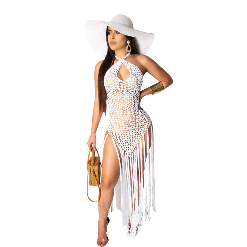 Sexy Backless Hollow Out Tassel Cover Ups