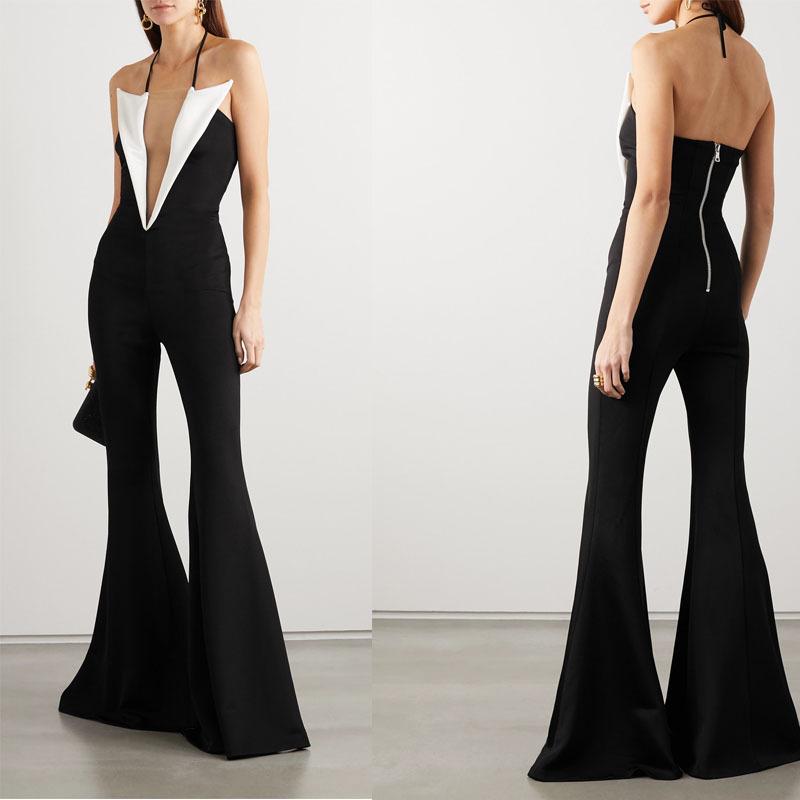 Sexy Halter Backless Trumpet Long Jumsuits-STYLEGOING