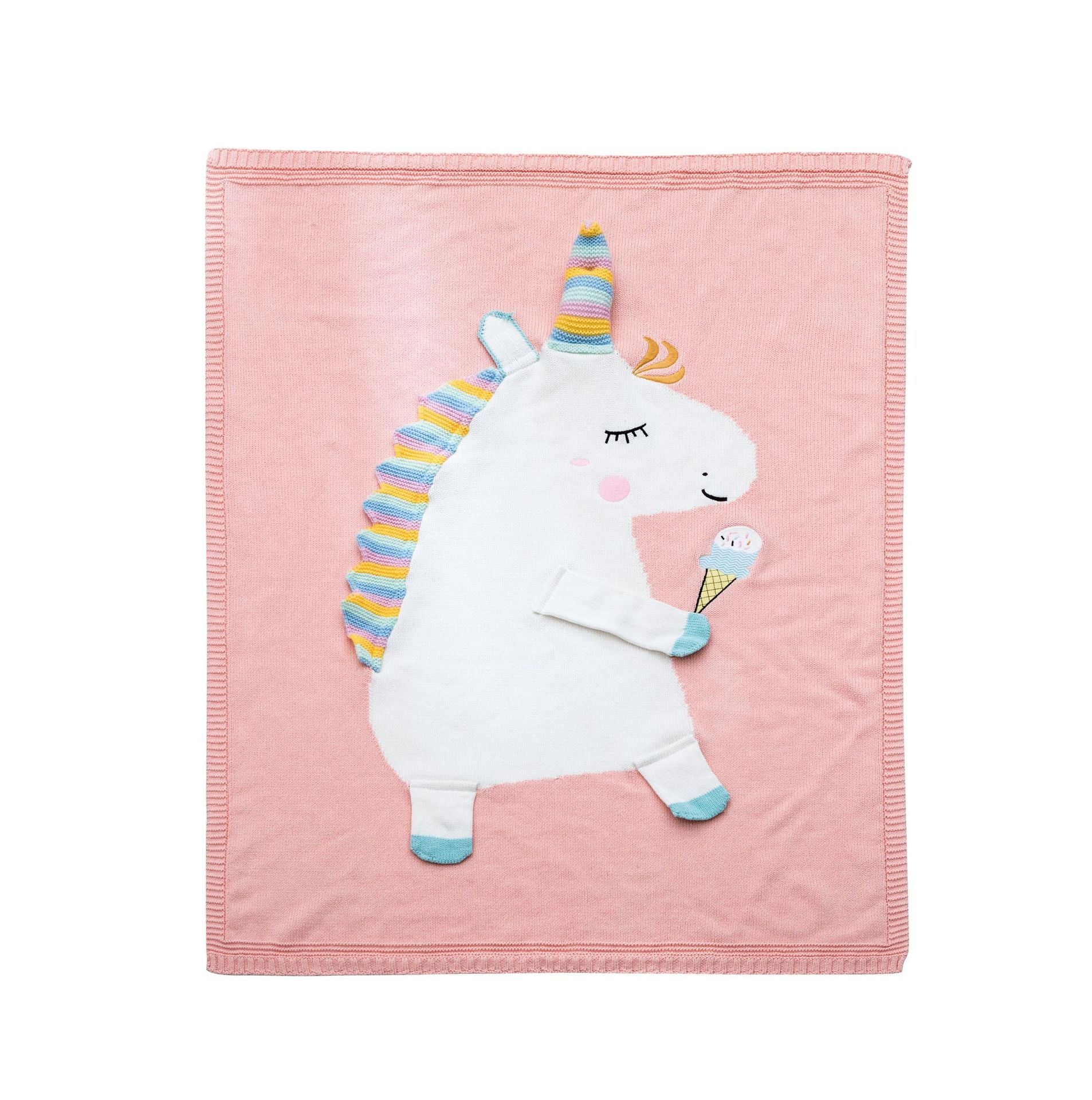Unicorn Flamingo Print Knitting Kids/Infant Blankets-Pink Unicorn-70x100cm-Free Shipping at meselling99