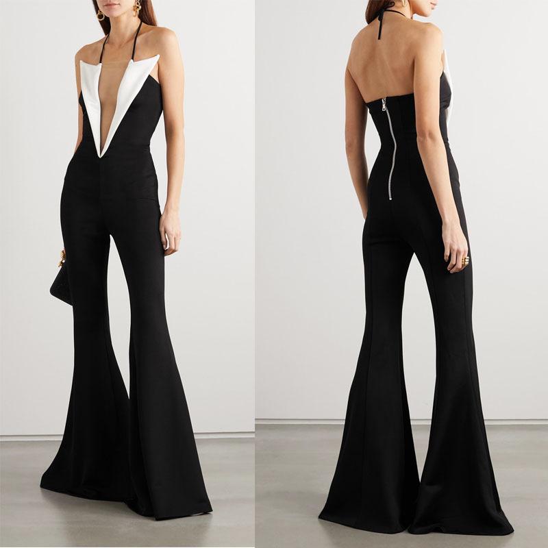Sexy Halter Backless Trumpet Long Jumsuits-STYLEGOING