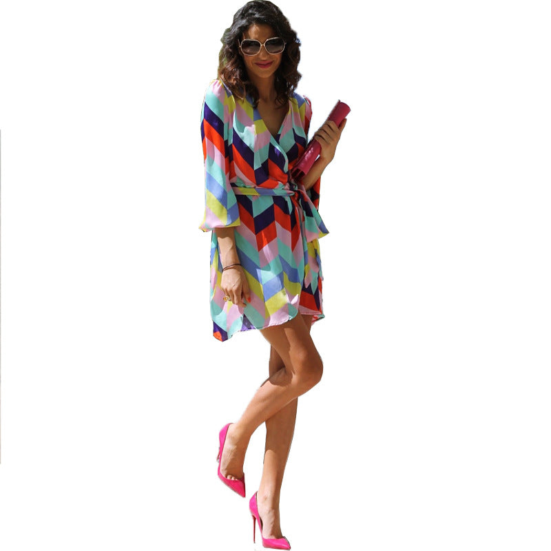 Casual Rainbow Colored Summer Holiday Daily Dresses