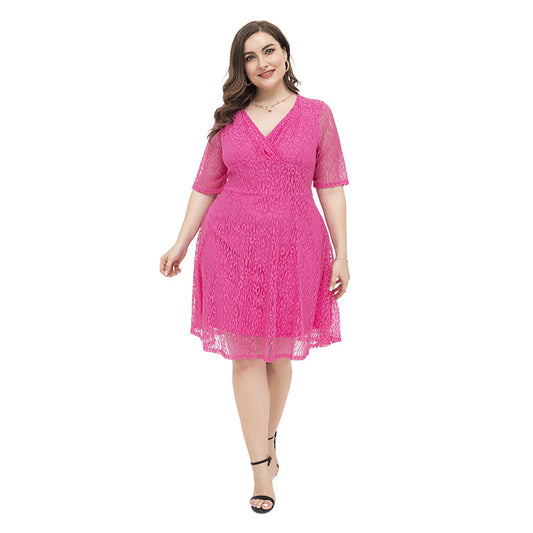 Rose Red Plus Sizes Lace Dresses
