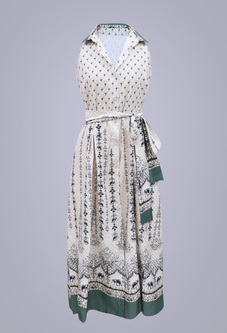 Women Summer Sleeveless Print Dresses-STYLEGOING