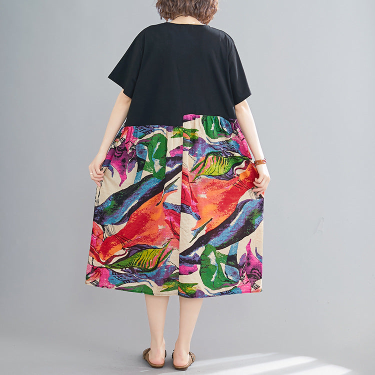 Ethnic Summer Linen Plus Sizes Midi Dresses