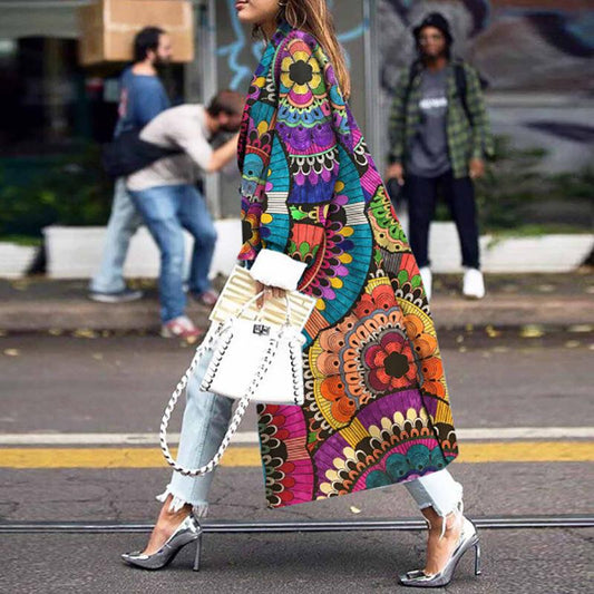 Women Print Long Outerwear for Winter-STYLEGOING