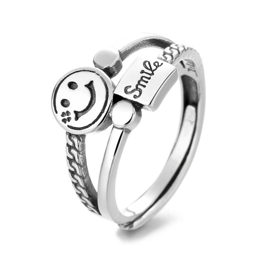 Smile Twist Design Vintage Silver Rings for Women