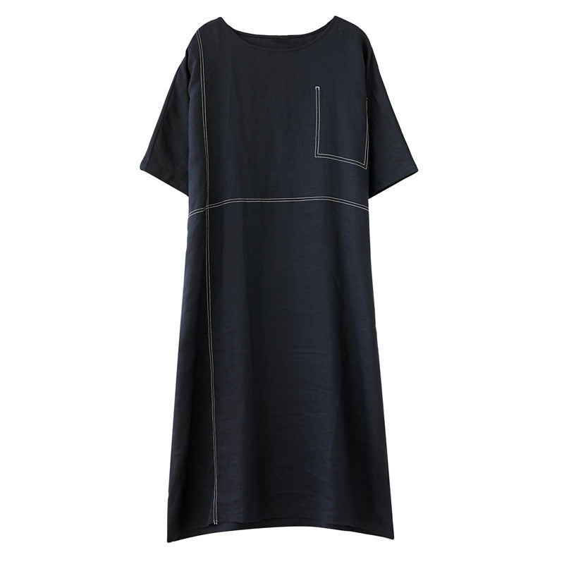 Summer Linen Plus Sizes Black Cozy Dresses