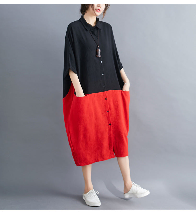 Summer Casual Linen Plus Sizes Midi Shirt Dresses