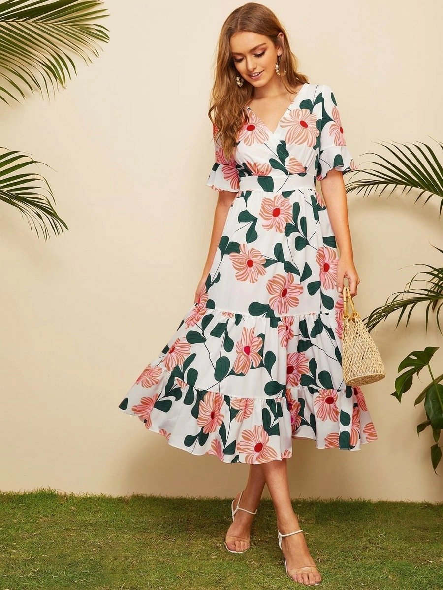 Summer Women Chiffon Floral Beach Dresses
