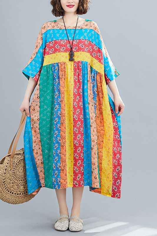 Women Summer Linen Plus Sizes Midi Dresses