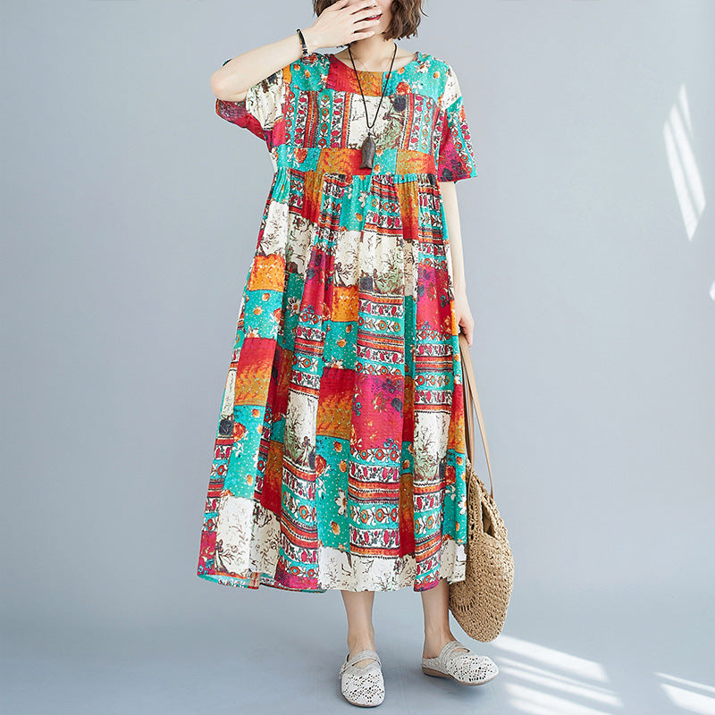 Summer Ethnic Plus Sizes Cozy Long Dresses