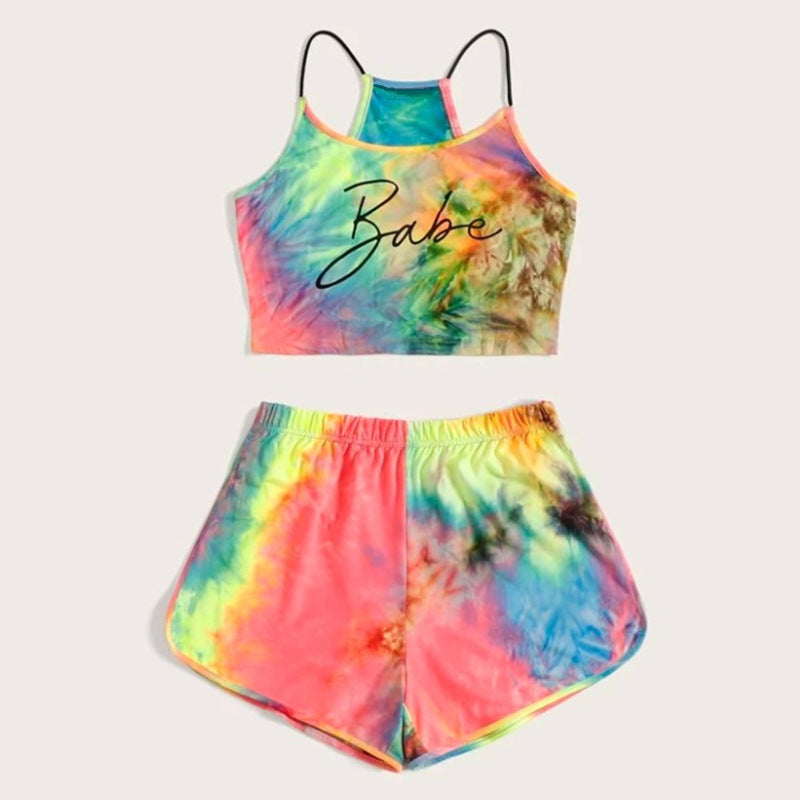 Casual Summer Leatter Crop Tops and Shorts Sets