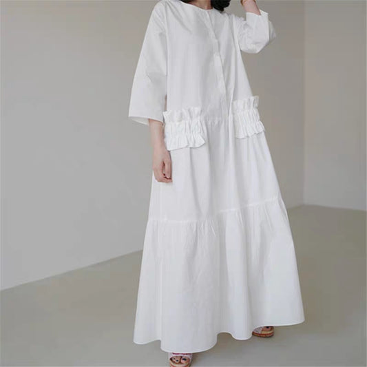 Casual Ruffled Women Long Shirt Dresses