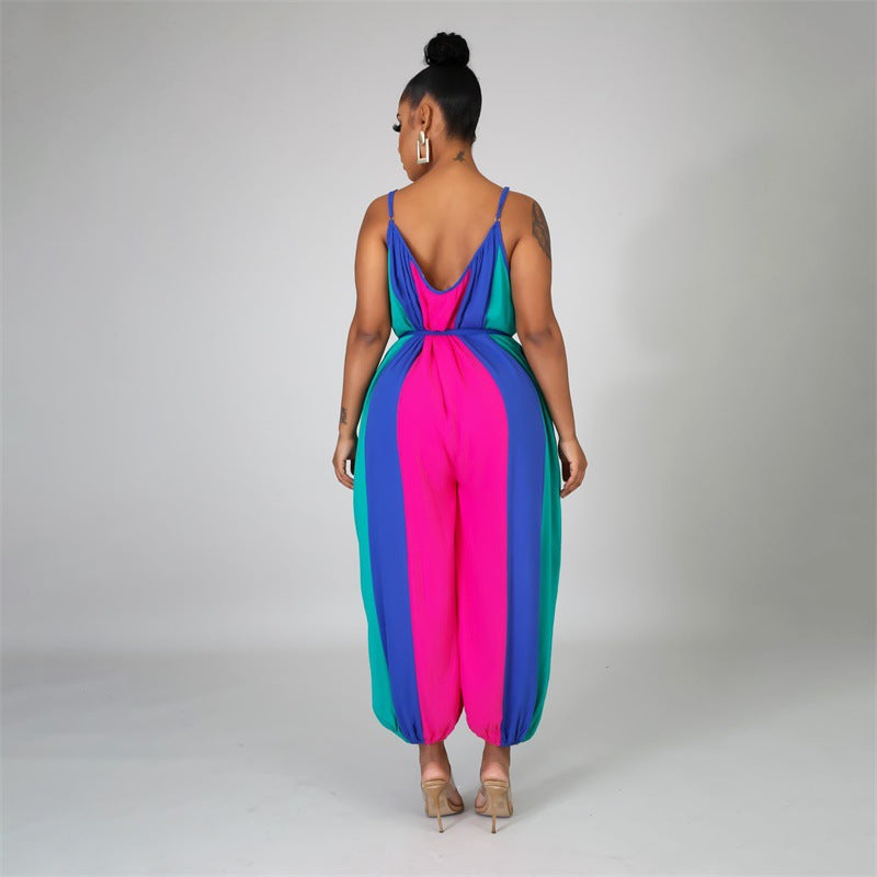 Summer Colorful Striped Women Jumpsuits
