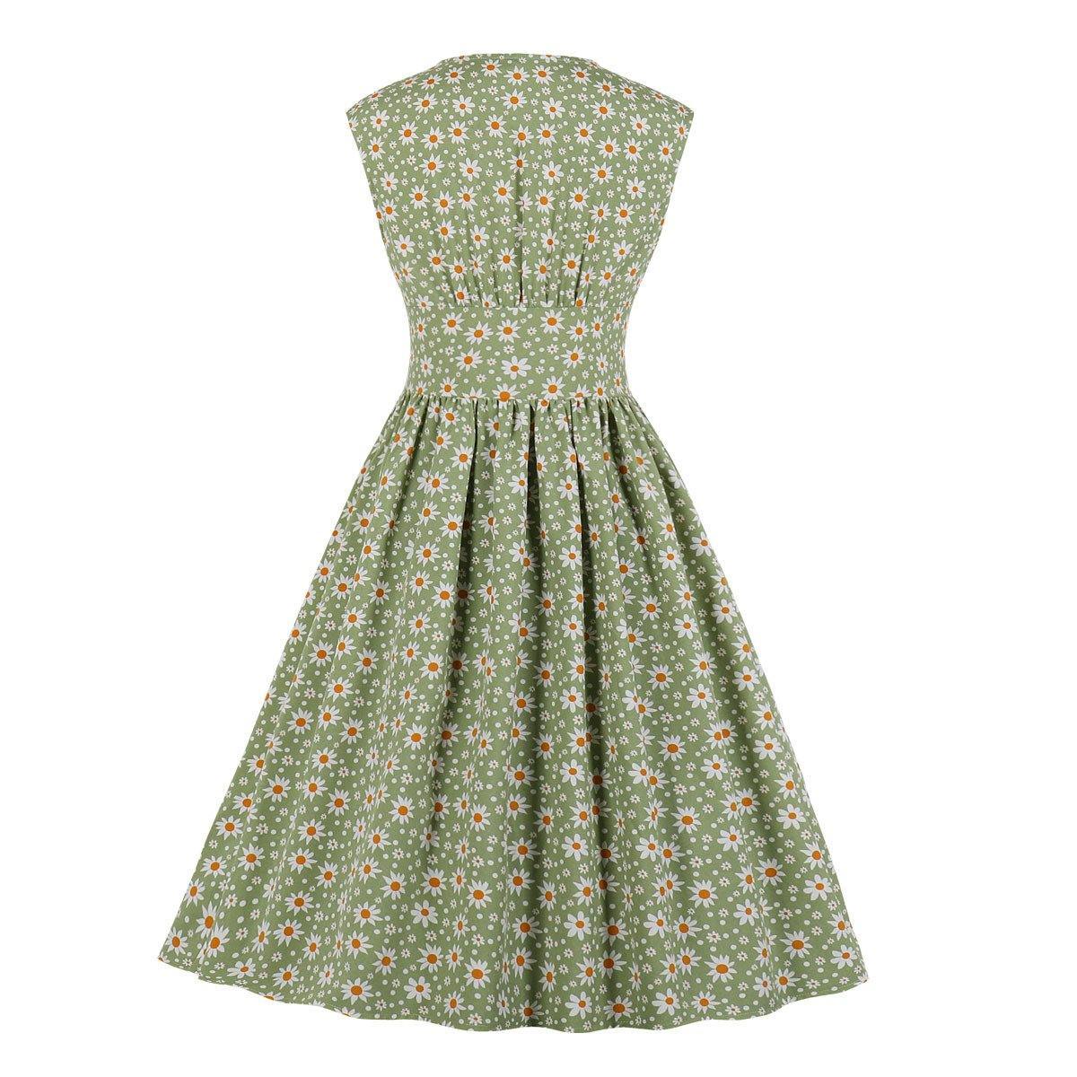 Summer Sleevess Retro Floral Print Women Dresses-STYLEGOING
