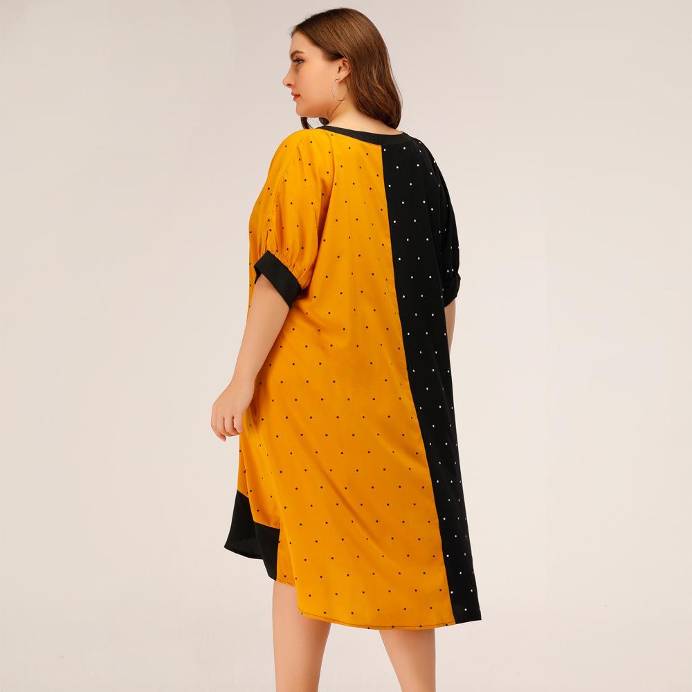 Fashion Women Dot Print Plus Sizes Short Dresses-STYLEGOING