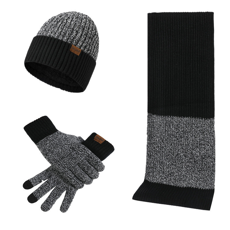 Winter Men's Warm Hats+Gloves+Scarf Sets