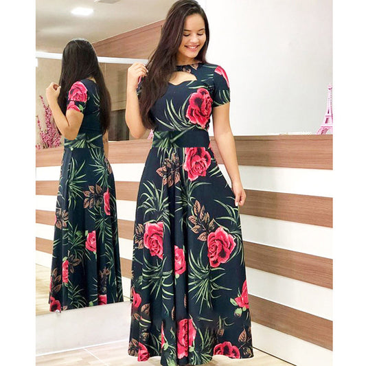 Elegant Floral Print Long Dresses for Women